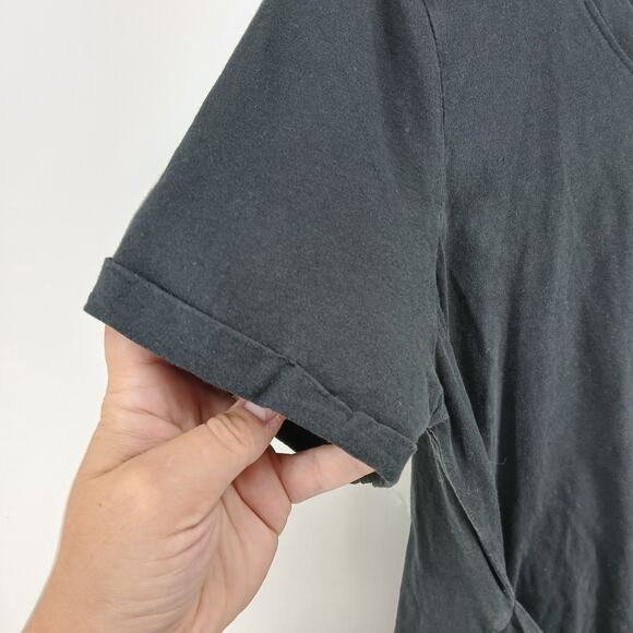 Anthropologie Black Rosamund Tie-Front Tee Womens MD Basic Casual Comfy Cotton - Picture 3 of 11